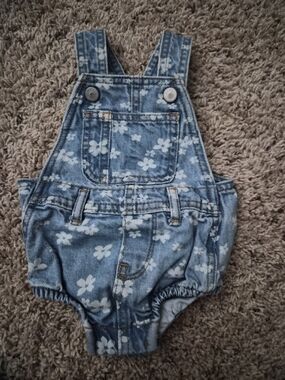 Old Navy Blue Floral Denim Romper